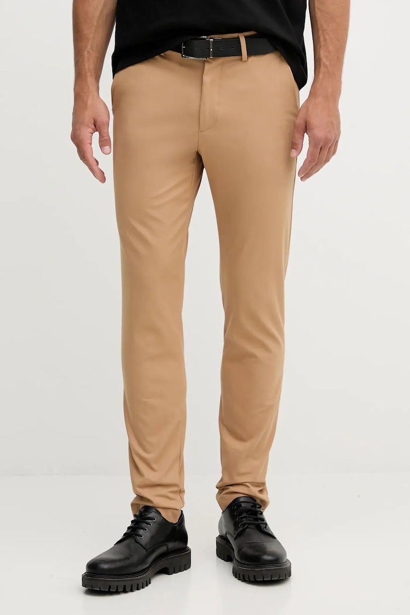 BOSS pantaloni P-Kaiton1-Zip culoarea verde, cu fason chinos, 50543945