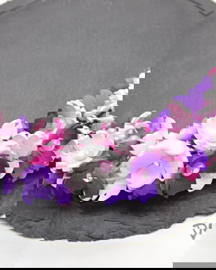 Colier handmade statement cu flori multicolore (cod1349)