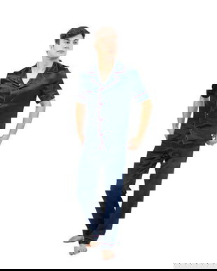 Pijamale lungi bărbați din matase naturala 100 %, de dud, 19 momme 6 A calitate, marime XL