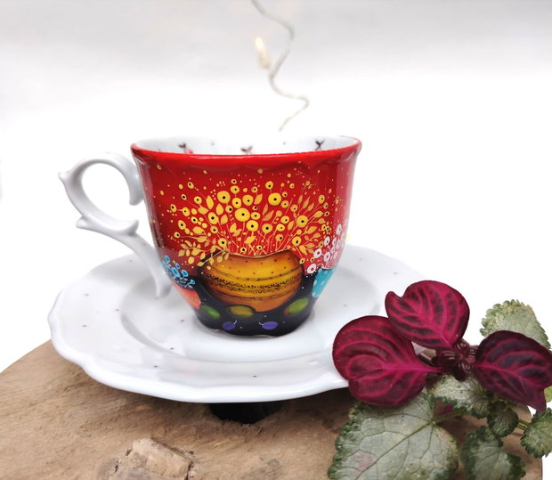 Calm Sweet Serenity - Set Ceașcă cu Farfurioară - Artă în Ceai sau Cafea