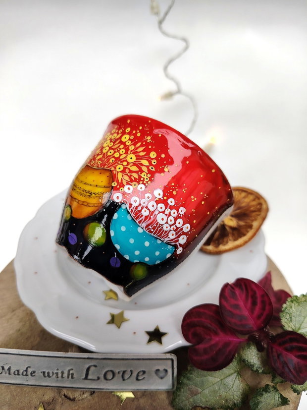 Calm Sweet Serenity - Set Ceașcă cu Farfurioară - Artă în Ceai sau Cafea