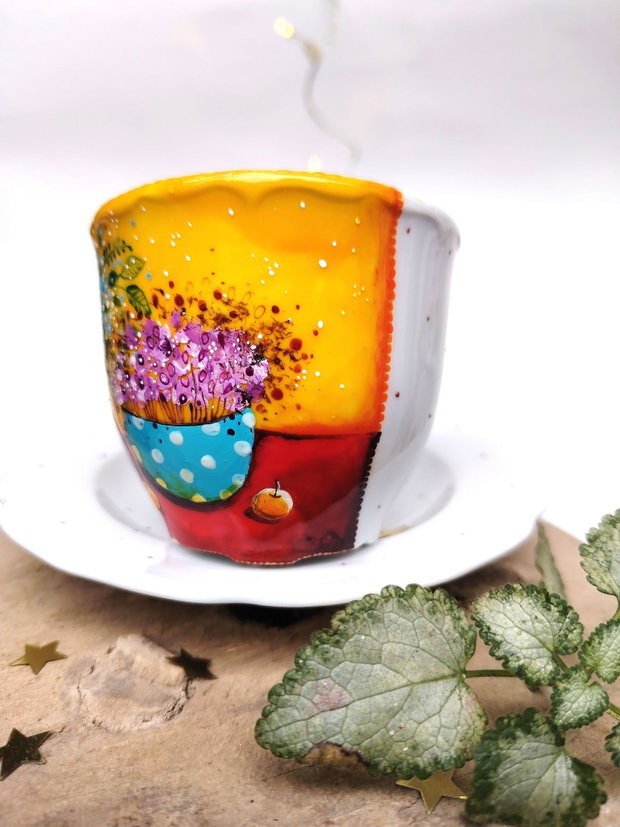 "Honey Smile" - Ceașcă cu Farfurioară - Artă în Ceai și cafea - Nature and Colors Collection