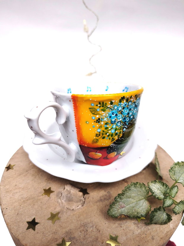 "Honey Smile" - Ceașcă cu Farfurioară - Artă în Ceai și cafea - Nature and Colors Collection