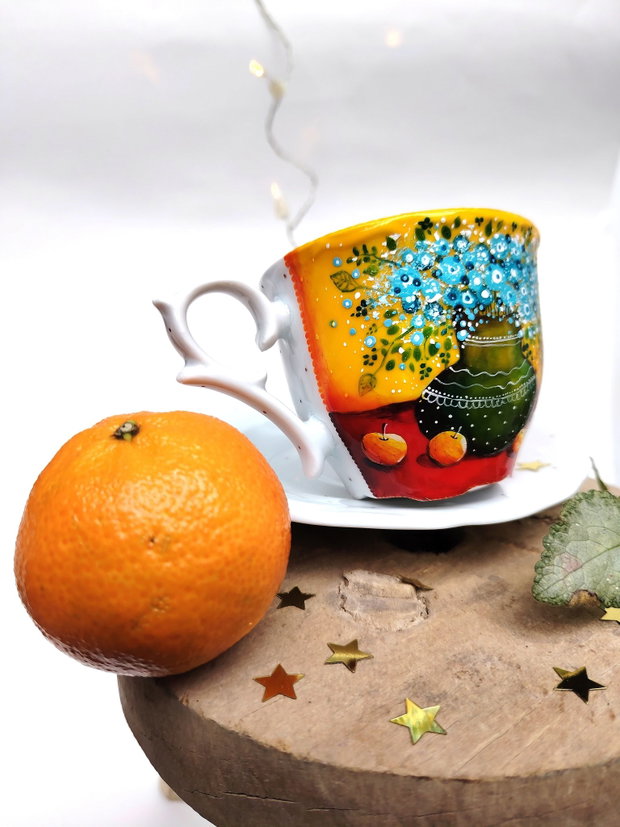 "Honey Smile" - Ceașcă cu Farfurioară - Artă în Ceai și cafea - Nature and Colors Collection