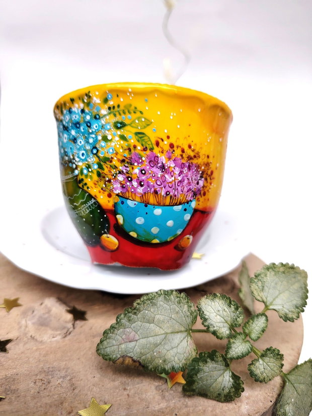 "Honey Smile" - Ceașcă cu Farfurioară - Artă în Ceai și cafea - Nature and Colors Collection