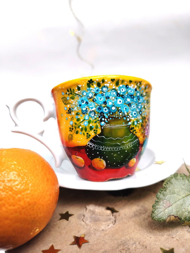 "Honey Smile" - Ceașcă cu Farfurioară - Artă în Ceai și cafea - Nature and Colors Collection