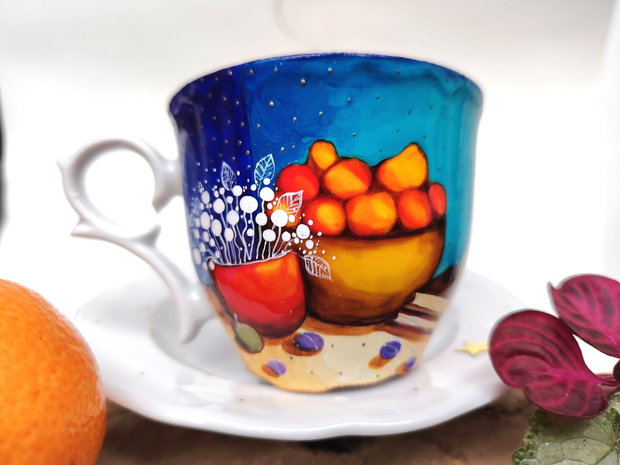 Blooming Blue Joy - Ceașcă cu Farfurioară - Artă în Ceai și cafea - Nature and Colors Collection