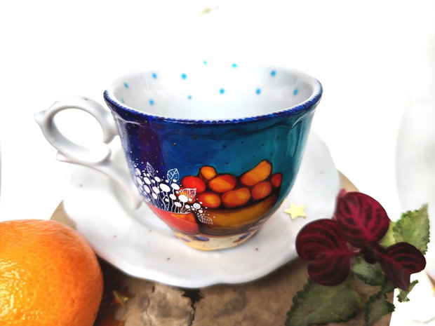 Blooming Blue Joy - Ceașcă cu Farfurioară - Artă în Ceai și cafea - Nature and Colors Collection