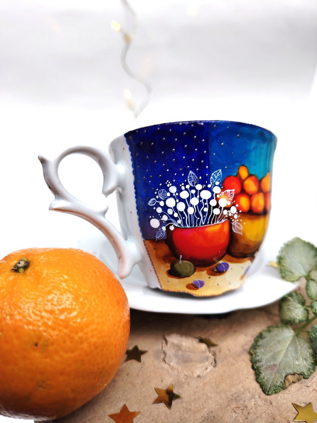 Blooming Blue Joy - Ceașcă cu Farfurioară - Artă în Ceai și cafea - Nature and Colors Collection
