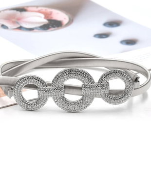 Curea elastica argintie cu strasuri