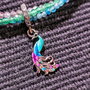 Colier argint X3 apatit ametist calcedonie charm argint emailat paun pasare multicolor minimalist boho chic trendy - Transport gratuit