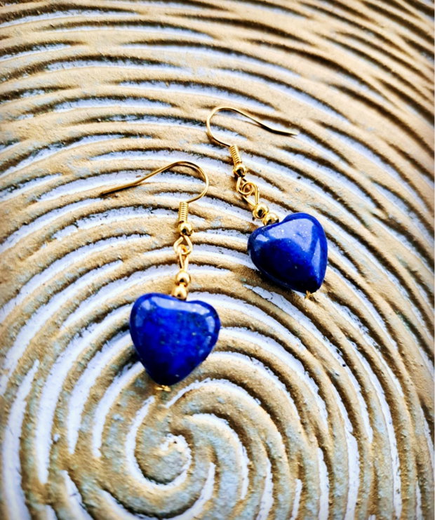 Set bratara și cercei inimi lapis lazuli