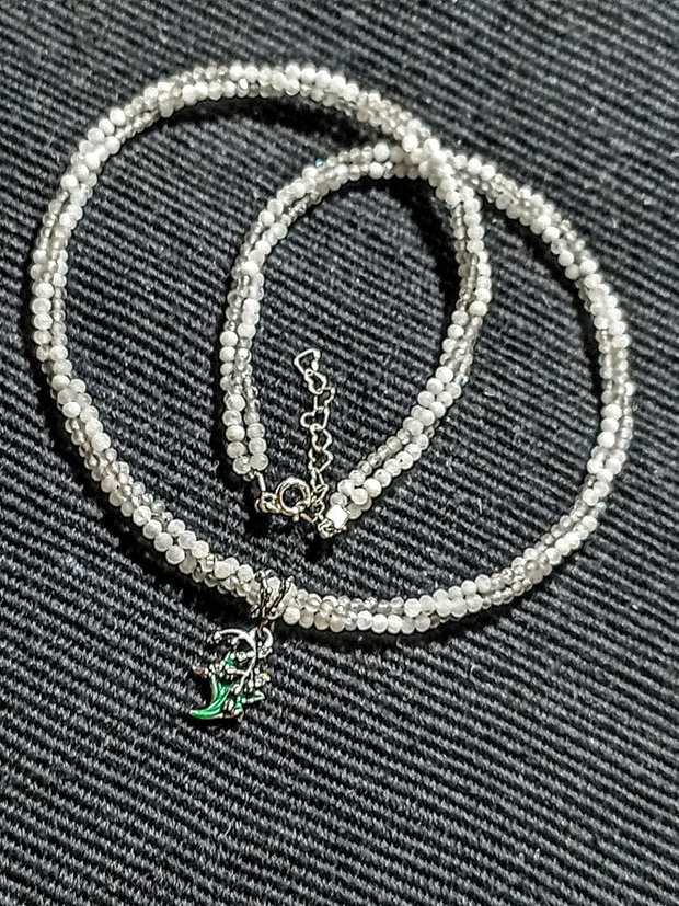 Colier argint X3 piatra lunii labradorit charm argint emailat margaritar minimalist boho chic trendy