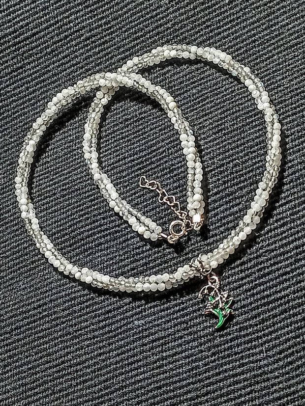 Colier argint X3 piatra lunii labradorit charm argint emailat margaritar minimalist boho chic trendy