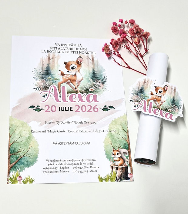 Invitatie botez papirus Bambi