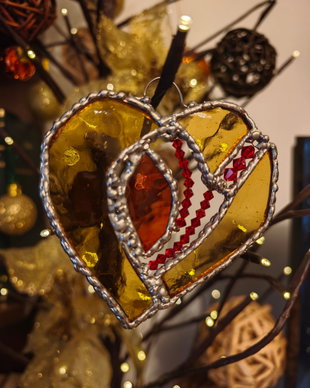 Decoratiune unicat sticla vitralii și margele swarovsky