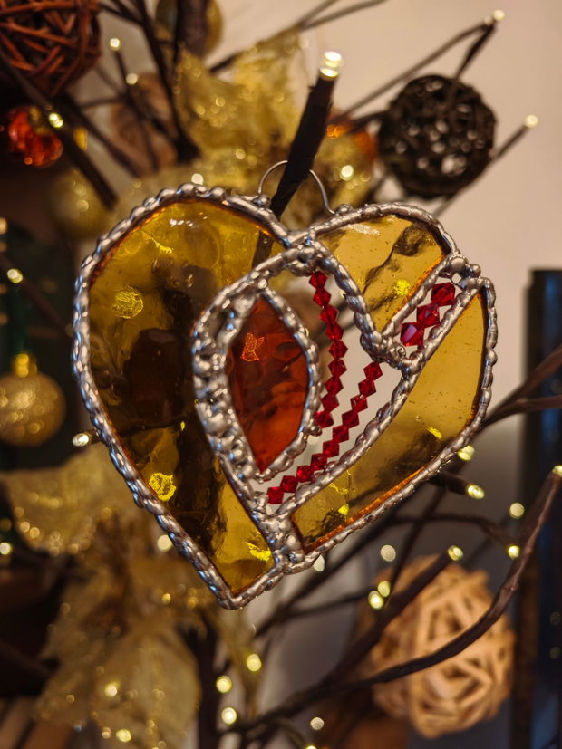 Decoratiune unicat sticla vitralii și margele swarovsky
