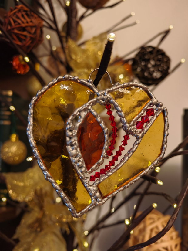 Decoratiune unicat sticla vitralii și margele swarovsky