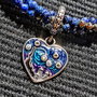 Colier argint X3 lapis lazuli pirita charm argint emailat inima Starry Night minimalist romantic boho chic trendy - Transport gratuit