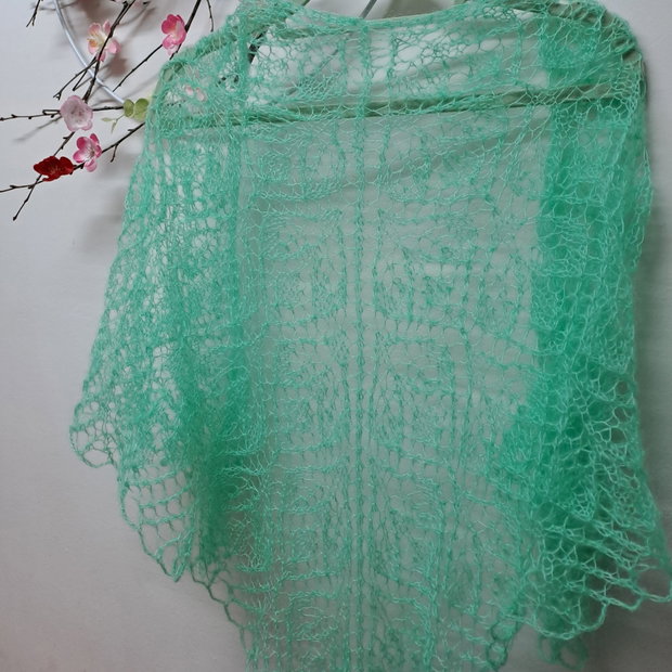 Șal triunghiular verde