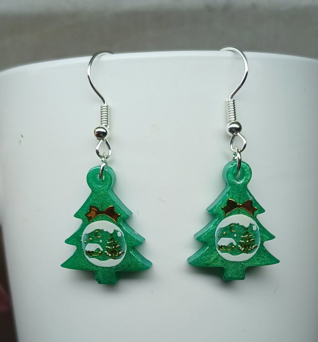 Cercei handmade in forma de brad