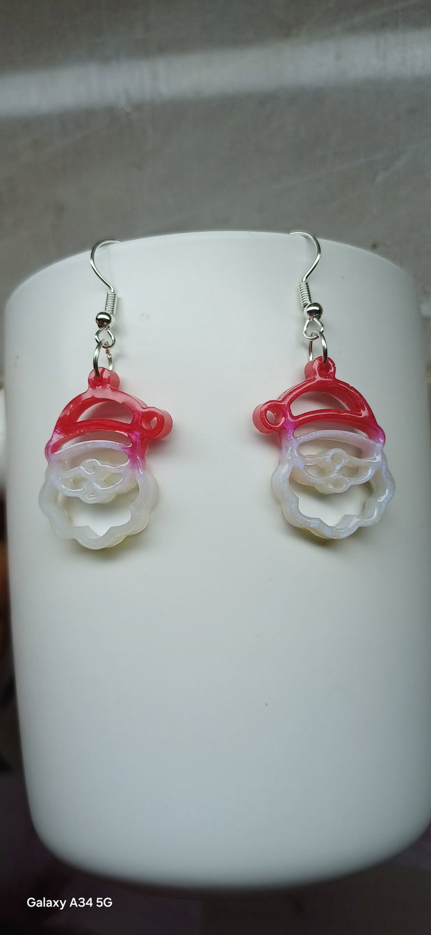 Cercei handmade in forma de Mos Craciun