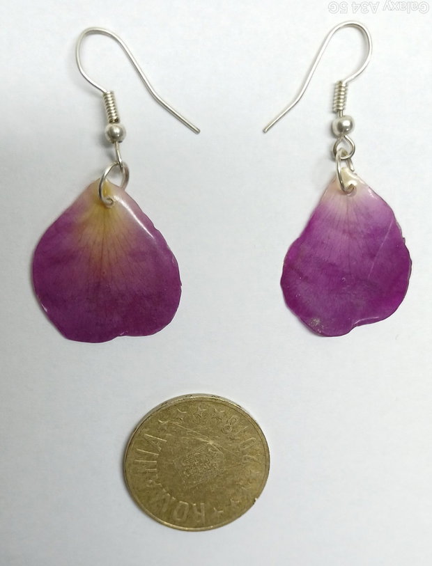 Cercei handmade petala de trandafir