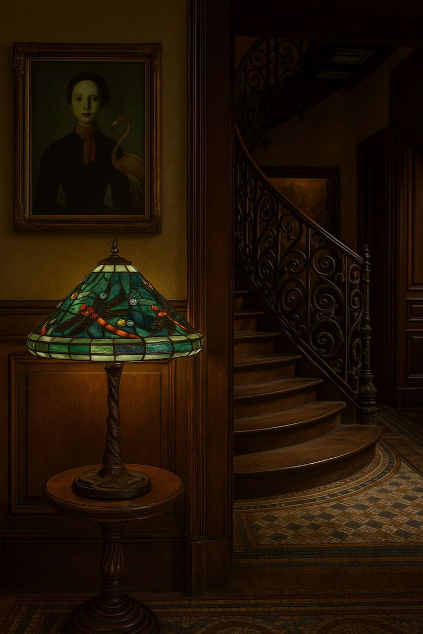 Lampa de masa Tiffany cu libelule