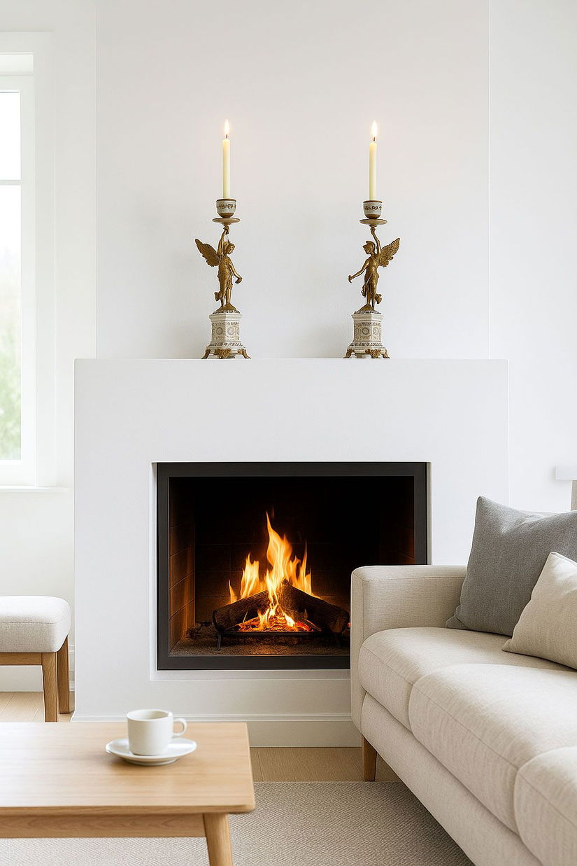 Set doua sfesnice Craquelle din portelan cu ingeri bronz