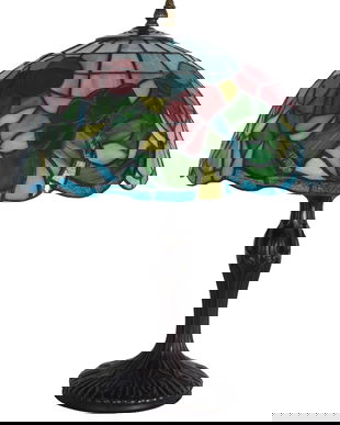 Lampa de masa Tiffany cu abajur floral