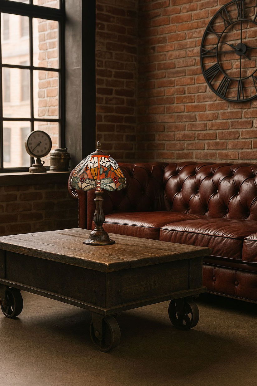 Lampa de masa Tiffany cu libelule