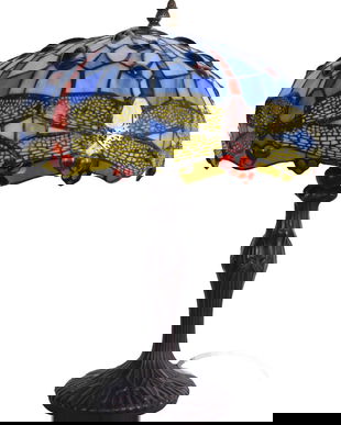 Lampa de masa Tiffany cu abajur libelule