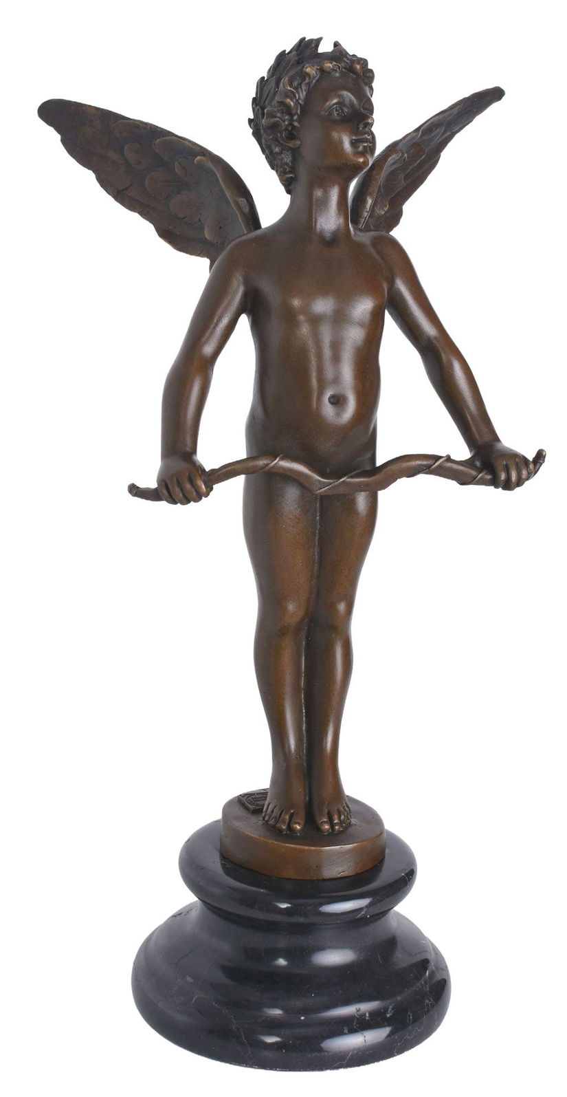 Cupidon-statueta din bronz cu un soclu din marmura