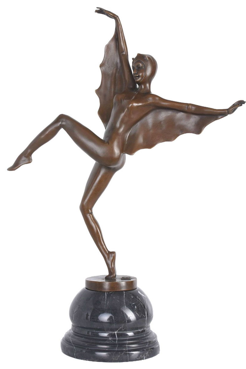 Dansatoare liliac-statueta Art Deco din bronz cu un soclu din marmura