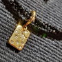 Colier vermeil X3 spinel negru charm argint placat cu aur cu mesaj minimalist boho chic trendy - Transport gratuit