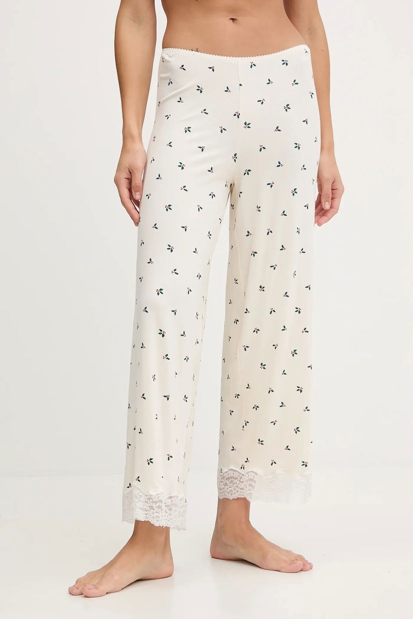 United Colors of Benetton pantaloni de pijama culoarea bej, 32V93F04S