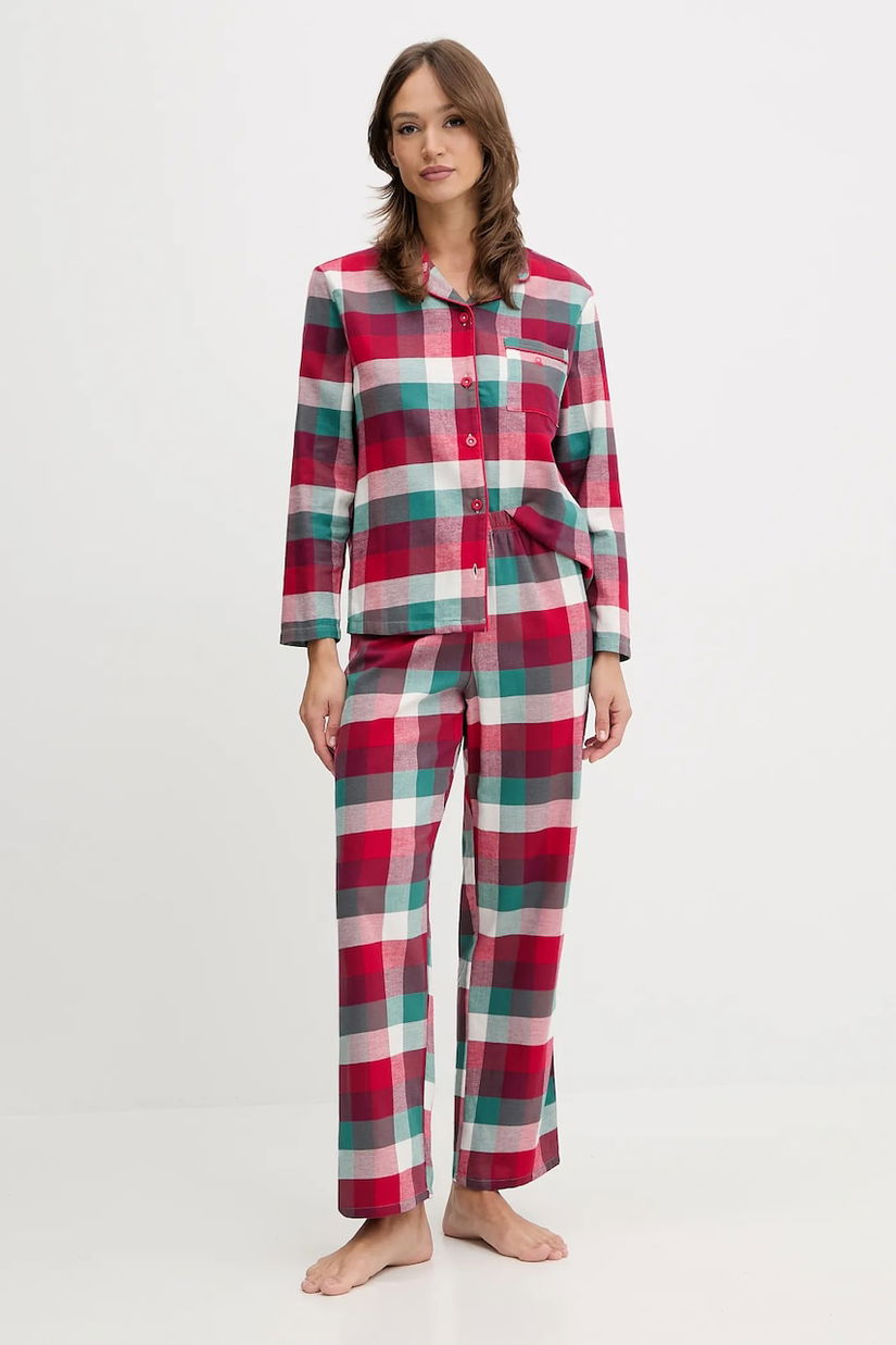 United Colors of Benetton pijamale de bumbac culoarea bordo, bumbac, 40EP3P00W