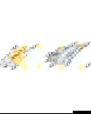 Tous cercei din argint placat cu aur Color White 1004223000