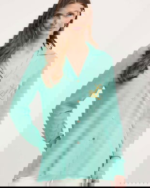 Luisa Spagnoli camasa RUNWAY COLLECTION femei, culoarea verde, cu guler clasic, regular, 58346