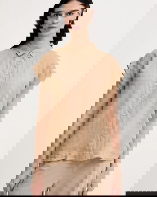 United Colors of Benetton camasa de in culoarea bej, cu guler clasic, regular