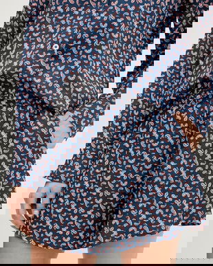 A.P.C. pantaloni scurți Short Audrey culoarea bleumain, cu imprimeu, high waist, VIALN.F10208