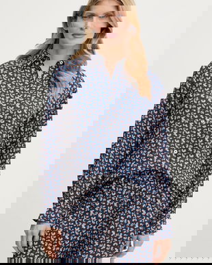 A.P.C. cămașă Chemise Gabrielle culoarea bleumain, cu guler clasic, relaxed, VIALN.F12607