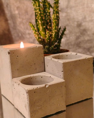 Set 3 Suporturi Lumânări Beton Artizanal