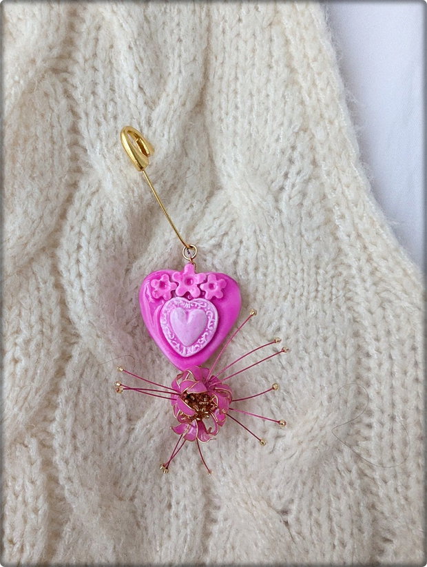 CERCEI FARFALLE SUGAR BLOOM Cercei 3 in1 cu Fundiță, Inimă și Flori, Bijuterii Unicat LIL.LU.BIJOUX Handmade