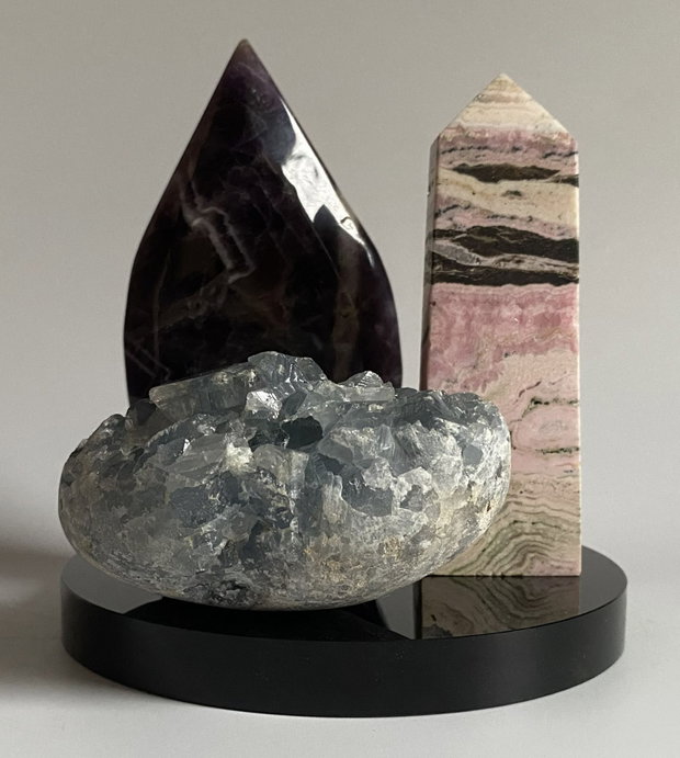 Set Cristale - Ametist&Celestina&Rodocrozit - Decoratiune Pietre Semipretioase