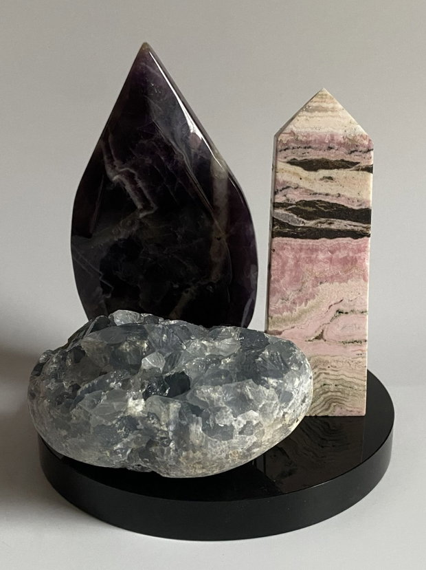 Set Cristale - Ametist&Celestina&Rodocrozit - Decoratiune Pietre Semipretioase