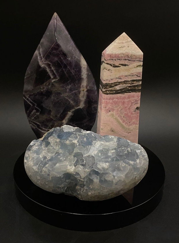 Set Cristale - Ametist&Celestina&Rodocrozit - Decoratiune Pietre Semipretioase