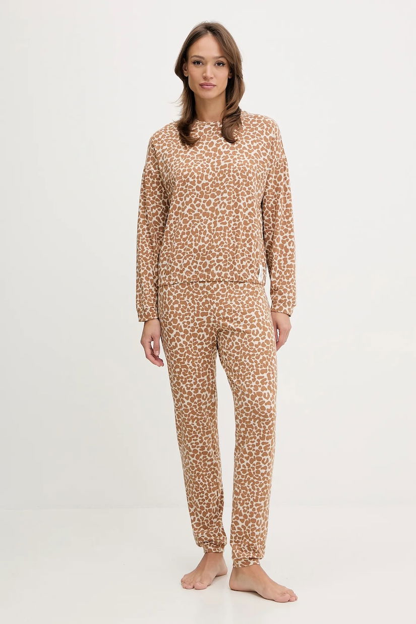 United Colors of Benetton pijama culoarea maro, 32QH3P04E