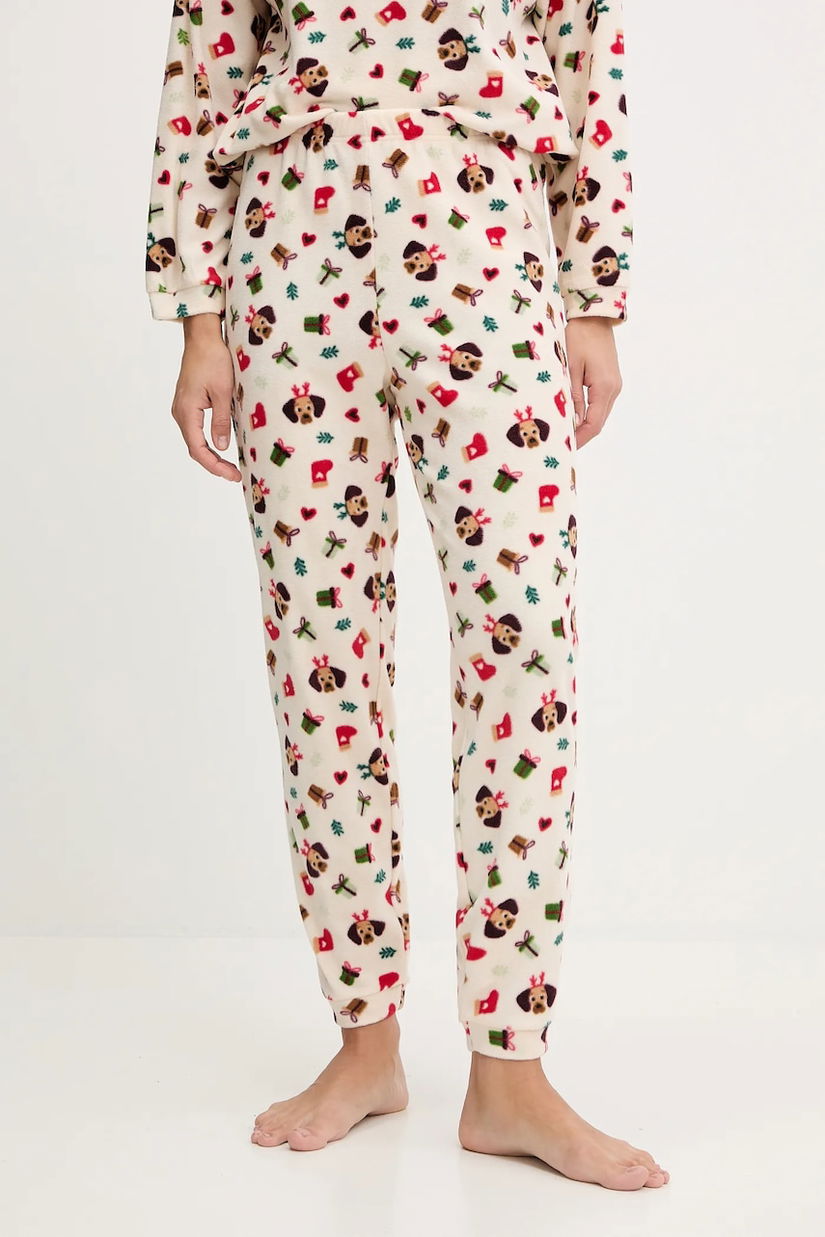 United Colors of Benetton pantaloni de pijama culoarea bej, 39EZ3F04V