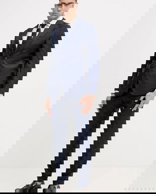 BOSS costum cu lână C-Huge-2pcs-261 culoarea bleumarin, uni, 50558713